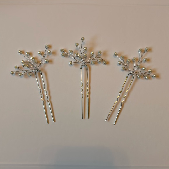 Pearl Hair Pins - Set of 3 - Picture 2 of 3